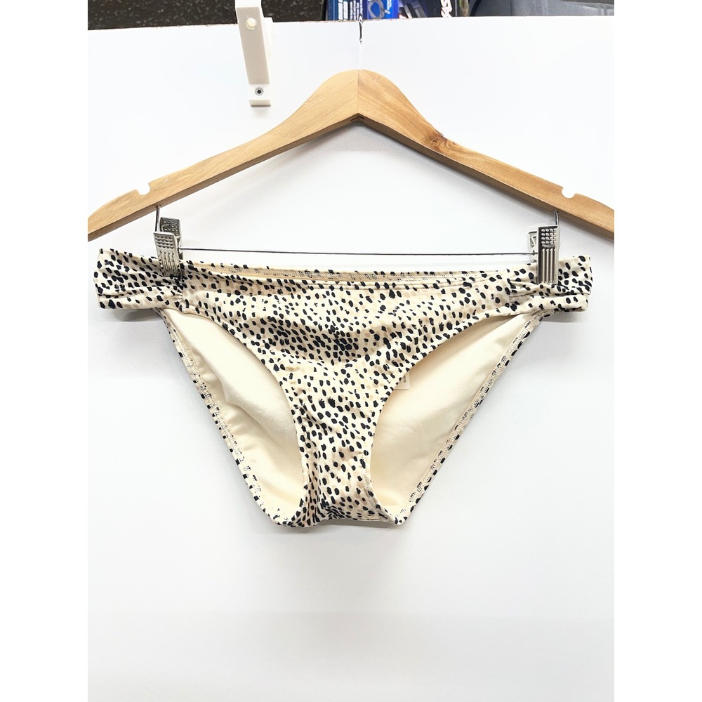 Hollister Swim Womens Animal Print Bikini Bottoms Cream Black Medium 0694006